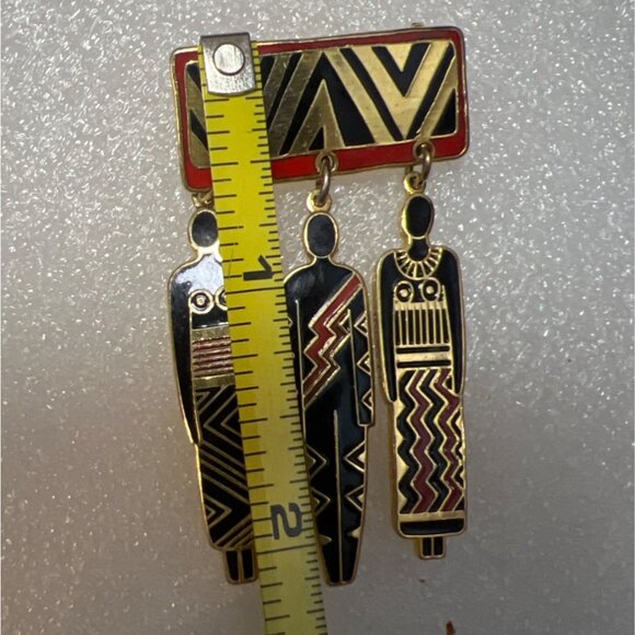 Tribal Unity Laurel Burch Enamel Brooch Pin Jewelry 1993 Spirit Series Kinetic - Picture 9 of 15